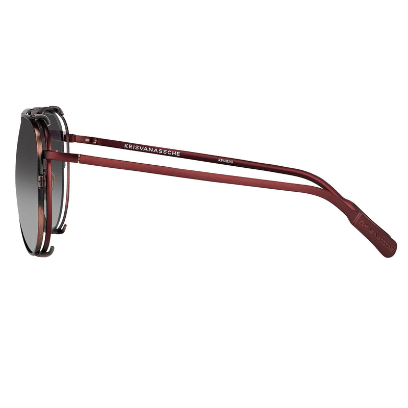 Kris Van Assche Sunglasses Unisex Red and Bronze with Green Clip-On Lenses Category 3 - KVA81C5SUN - WatchPilot