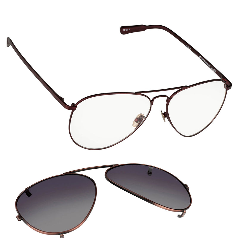 Kris Van Assche Sunglasses Unisex Red and Bronze with Green Clip-On Lenses Category 3 - KVA81C5SUN - WatchPilot