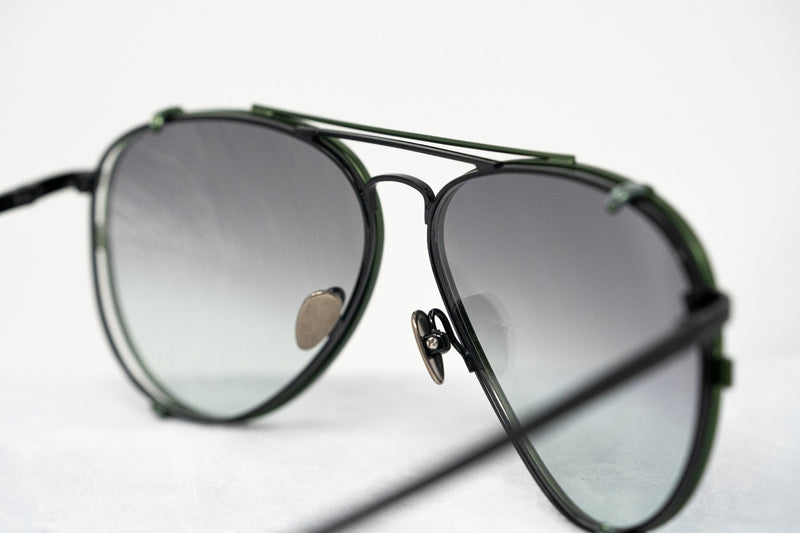 Kris Van Assche Sunglasses Unisex Titanium Black Green Clip On and Grey Graduated Lenses - KVA81C4SUN - WatchPilot