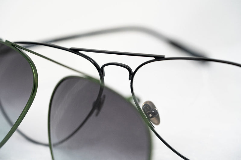 Kris Van Assche Sunglasses Unisex Titanium Black Green Clip On and Grey Graduated Lenses - KVA81C4SUN - WatchPilot