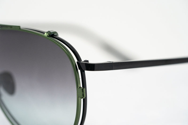 Kris Van Assche Sunglasses Unisex Titanium Black Green Clip On and Grey Graduated Lenses - KVA81C4SUN - WatchPilot