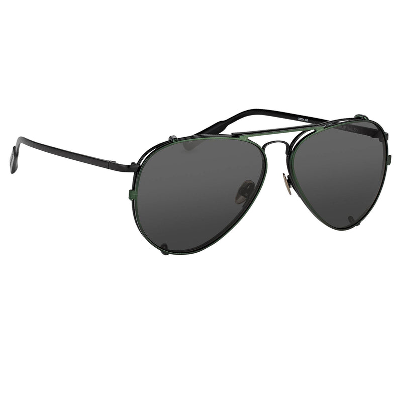 Kris Van Assche Sunglasses Unisex Titanium Black Green Clip On and Grey Graduated Lenses - KVA81C4SUN - WatchPilot