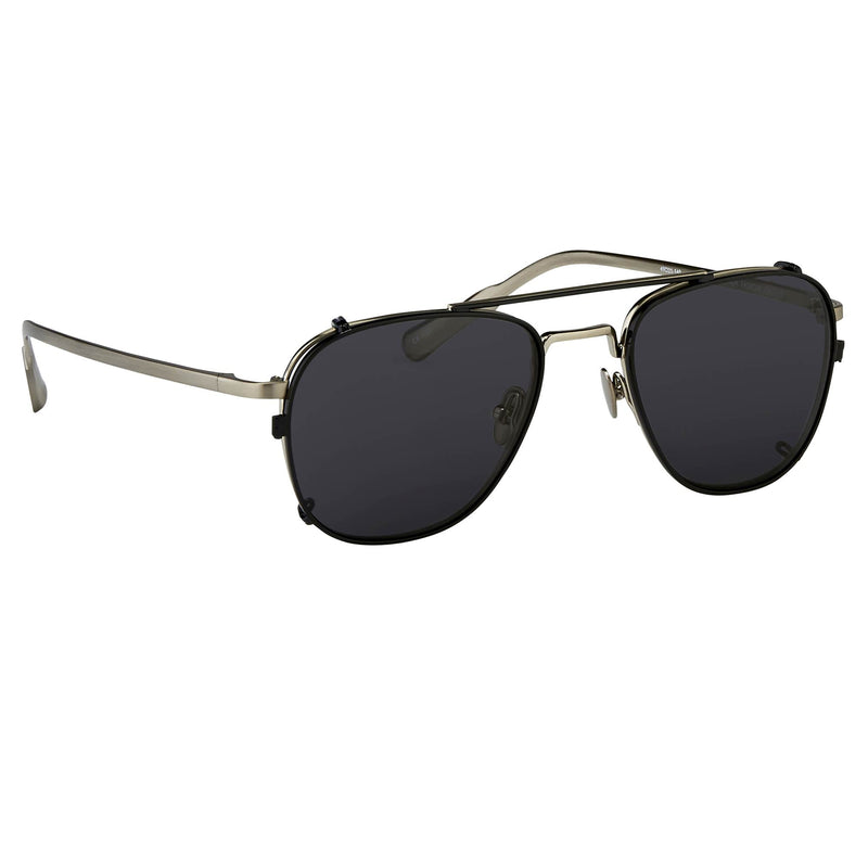 Kris Van Assche Sunglasses Unisex Titanium Brushed Silver Black Clip-On with Grey Lenses Category 3- KVA92C5SUN - WatchPilot