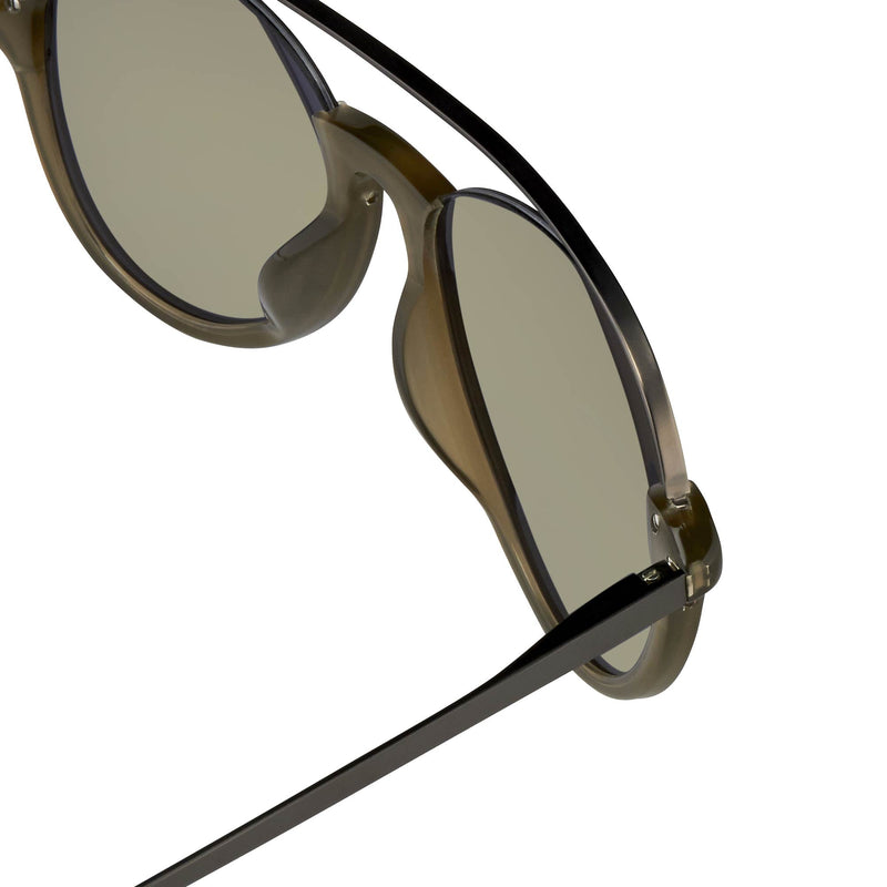 Kris Van Assche Sunglasses Unisex Titanium Khaki Matte Grey and Gold Mirror Lenses Category 3 - KVA84C6SUN - WatchPilot