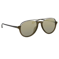 Kris Van Assche Sunglasses Unisex Titanium Khaki Matte Grey and Gold Mirror Lenses Category 3 - KVA84C6SUN - WatchPilot