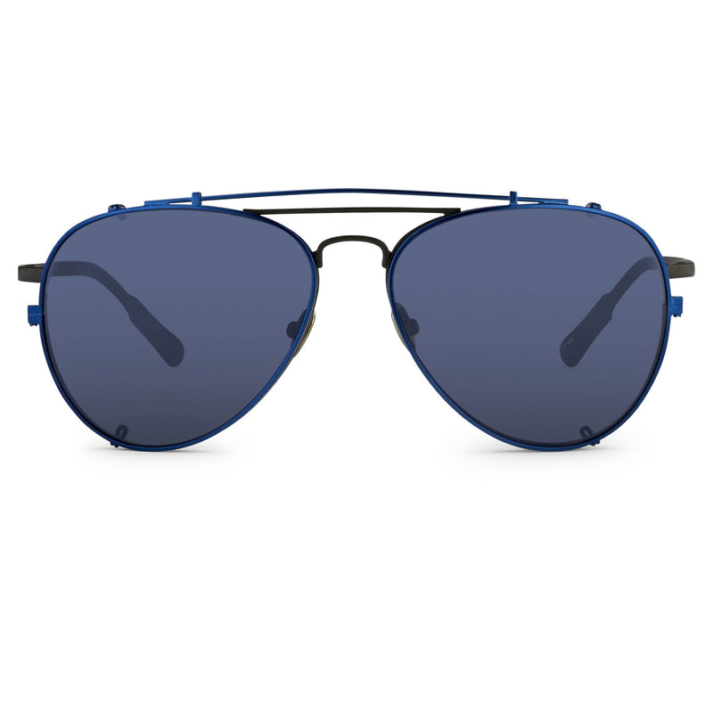 Kris Van Assche Sunglasses Unisex Titanium Matte Grey Blue Clip-On with Blue Mirror Lenses Category 3 - KVA89C4SUN - WatchPilot