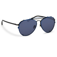 Kris Van Assche Sunglasses Unisex Titanium Matte Grey Blue Clip-On with Blue Mirror Lenses Category 3 - KVA89C4SUN - WatchPilot