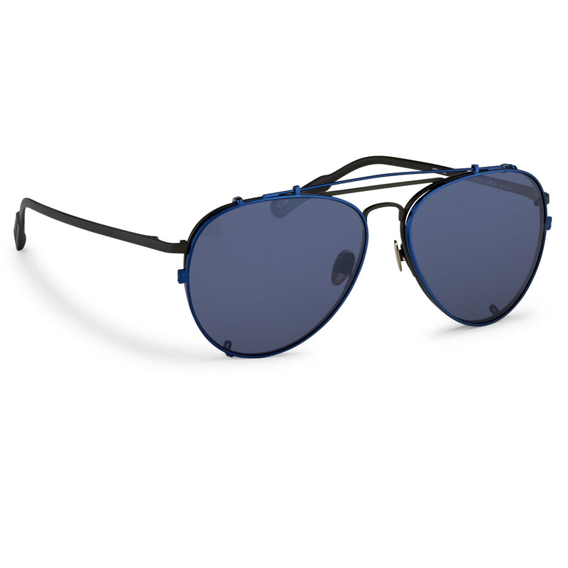 Kris Van Assche Sunglasses Unisex Titanium Matte Grey Blue Clip-On with Blue Mirror Lenses Category 3 - KVA89C4SUN - WatchPilot