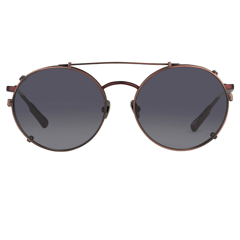 Kris Van Assche Sunglasses Unisex Titanium Oval Matte Burgundy Bronze Clip-On and Green Lenses Category 3- KVA70C5SUN - WatchPilot