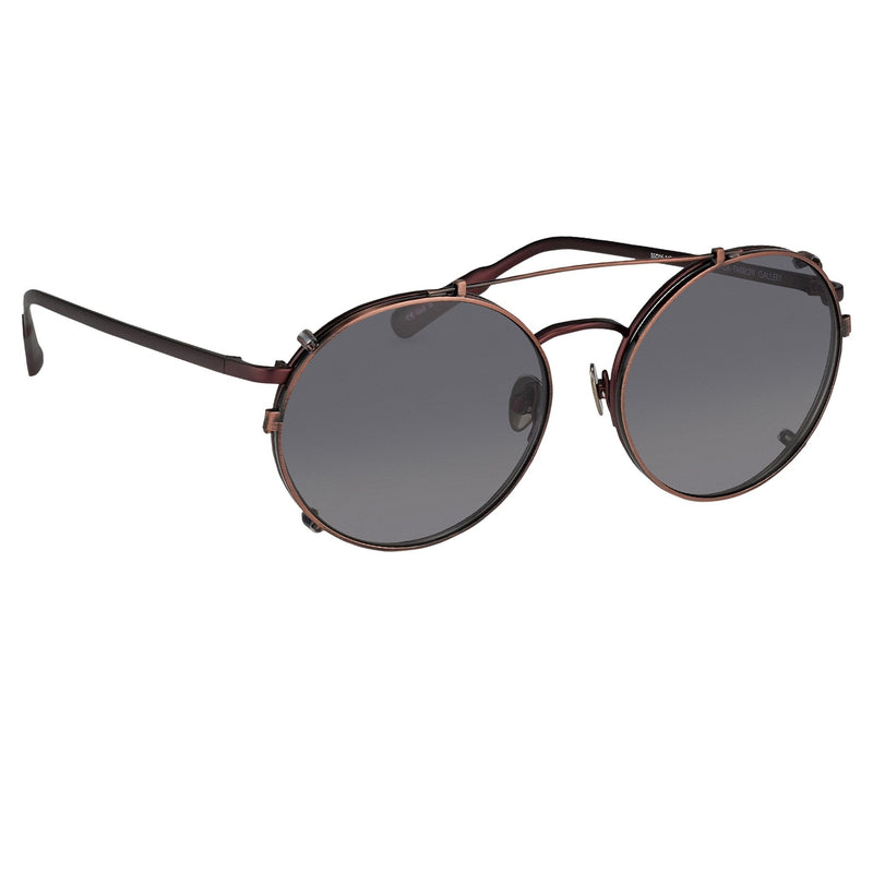 Kris Van Assche Sunglasses Unisex Titanium Oval Matte Burgundy Bronze Clip-On and Green Lenses Category 3- KVA70C5SUN - WatchPilot