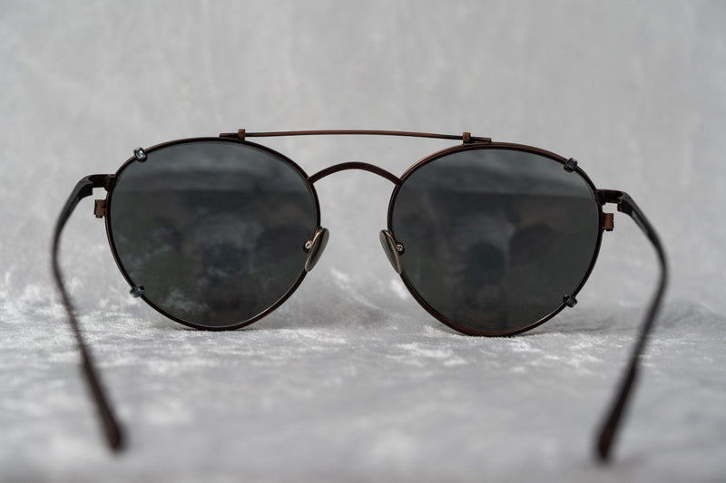 Kris Van Assche Sunglasses Unisex Titanium Oval Matte Burgundy Bronze Clip On and Grey Lenses Category 3 - KVA71C5SUN - WatchPilot