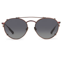 Kris Van Assche Sunglasses Unisex Titanium Oval Matte Burgundy Bronze Clip On and Grey Lenses Category 3 - KVA71C5SUN - WatchPilot