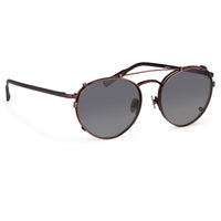 Kris Van Assche Sunglasses Unisex Titanium Oval Matte Burgundy Bronze Clip On and Grey Lenses Category 3 - KVA71C5SUN - WatchPilot