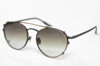 Kris Van Assche Sunglasses Unisex Titanium Oval Matte Grey Bronze Clip-On and Brown Graduated Lenses - KVA71C3SUN - WatchPilot