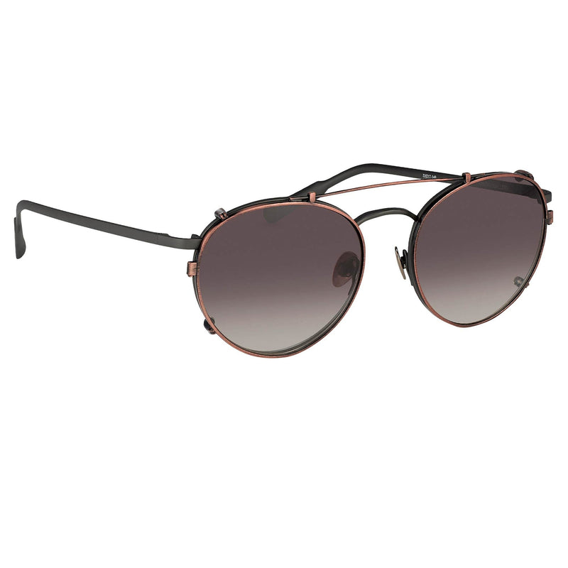 Kris Van Assche Sunglasses Unisex Titanium Oval Matte Grey Bronze Clip-On and Brown Graduated Lenses - KVA71C3SUN - WatchPilot