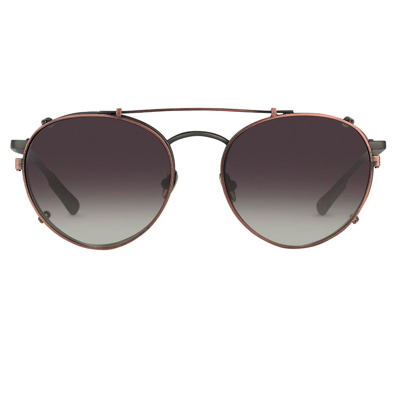 Kris Van Assche Sunglasses Unisex Titanium Oval Matte Grey Bronze Clip-On and Brown Graduated Lenses - KVA71C3SUN - WatchPilot