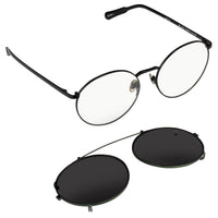 Kris Van Assche Sunglasses Unisex Titanium Oval Shiny Black Green Clip-On and Green Lenses - KVA70C4SUN - WatchPilot