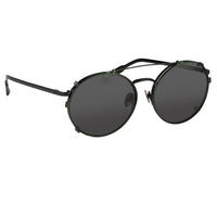 Kris Van Assche Sunglasses Unisex Titanium Oval Shiny Black Green Clip-On and Green Lenses - KVA70C4SUN - WatchPilot