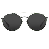 Kris Van Assche Sunglasses Unisex Titanium Oval Shiny Black Green Clip-On and Green Lenses - KVA70C4SUN - WatchPilot