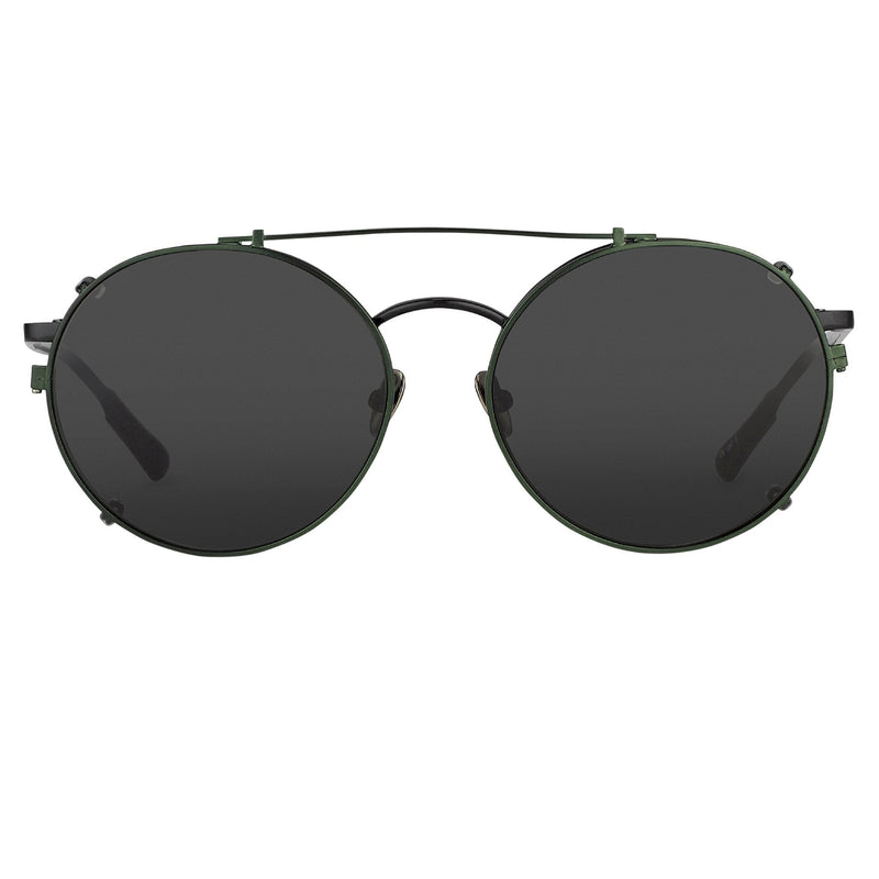 Kris Van Assche Sunglasses Unisex Titanium Oval Shiny Black Green Clip-On and Green Lenses - KVA70C4SUN - WatchPilot