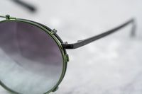 Kris Van Assche Sunglasses Unisex Titanium Oval Shiny Black Green Clip-On and Green Lenses - KVA70C4SUN - WatchPilot