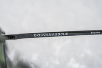 Kris Van Assche Sunglasses Unisex Titanium Oval Shiny Black Green Clip-On and Green Lenses - KVA70C4SUN - WatchPilot