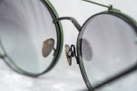 Kris Van Assche Sunglasses Unisex Titanium Oval Shiny Black Green Clip-On and Green Lenses - KVA70C4SUN - WatchPilot