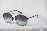 Kris Van Assche Sunglasses Unisex Titanium Oval Shiny Black Green Clip-On and Green Lenses - KVA70C4SUN - WatchPilot