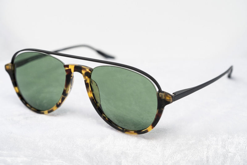 Kris Van Assche Sunglasses Unisex with Titanium Tortoise Shell Black and Green Lenses Category 2 - KVA84C2SUN - WatchPilot