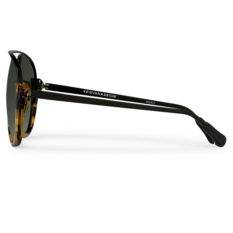 Kris Van Assche Sunglasses Unisex with Titanium Tortoise Shell Black and Green Lenses Category 2 - KVA84C2SUN - WatchPilot