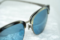 Kris Van Assche Sunglasses with D-Frame Brown Horn Brushed Silver and Blue Mirror Lenses Category 3 - KVA76C4SUN - WatchPilot