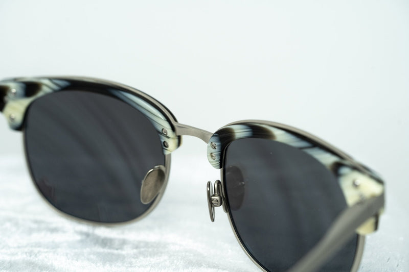 Kris Van Assche Sunglasses with D-Frame Brown Horn Brushed Silver and Blue Mirror Lenses Category 3 - KVA76C4SUN - WatchPilot