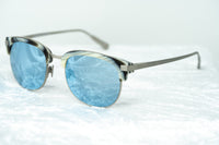 Kris Van Assche Sunglasses with D-Frame Brown Horn Brushed Silver and Blue Mirror Lenses Category 3 - KVA76C4SUN - WatchPilot