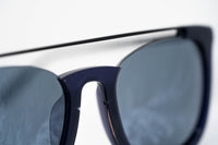 Kris Van Assche Sunglasses with Titanium D-Frame Navy Shiny Black and Blue Mirror Lenses Category 3 - KVA85C4SUN - WatchPilot