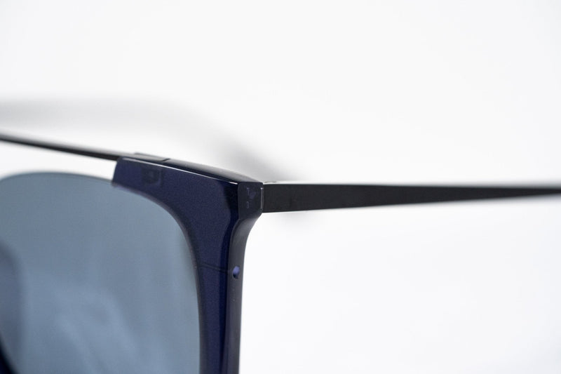 Kris Van Assche Sunglasses with Titanium D-Frame Navy Shiny Black and Blue Mirror Lenses Category 3 - KVA85C4SUN - WatchPilot