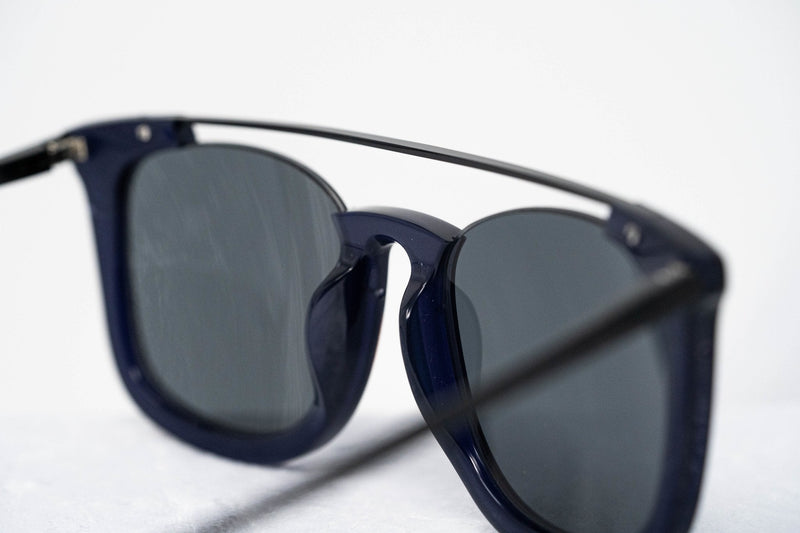 Kris Van Assche Sunglasses with Titanium D-Frame Navy Shiny Black and Blue Mirror Lenses Category 3 - KVA85C4SUN - WatchPilot