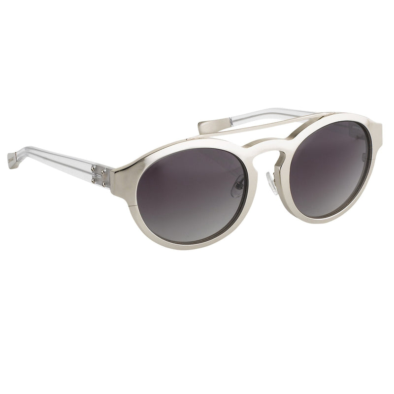 Kris Van Assche Unisex Sunglasses Oval Shiny Silver and Grey Graduated Lenses - KVA4C4SUN - WatchPilot