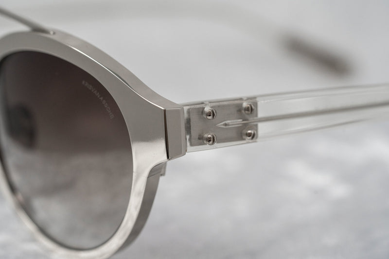 Kris Van Assche Unisex Sunglasses Oval Shiny Silver and Grey Graduated Lenses - KVA4C4SUN - WatchPilot