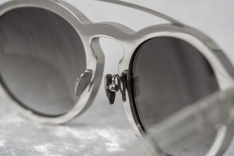 Kris Van Assche Unisex Sunglasses Oval Shiny Silver and Grey Graduated Lenses - KVA4C4SUN - WatchPilot