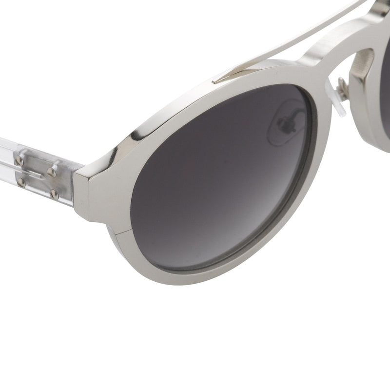 Kris Van Assche Unisex Sunglasses Oval Shiny Silver and Grey Graduated Lenses - KVA4C4SUN - WatchPilot