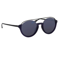 Kris Van Assche Unisex Sunglasses with Titanium Double Bridge Oval Navy Black and Blue Mirror Lenses Category 3 - KVA83C4SUN - WatchPilot