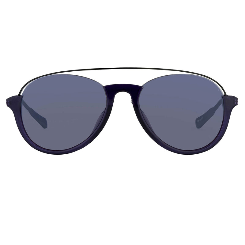 Kris Van Assche Unisex Sunglasses with Titanium Navy Shiny Black and Blue Mirror Lenses Category 3 - KVA84C4SUN - WatchPilot