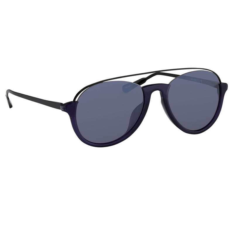 Kris Van Assche Unisex Sunglasses with Titanium Navy Shiny Black and Blue Mirror Lenses Category 3 - KVA84C4SUN - WatchPilot