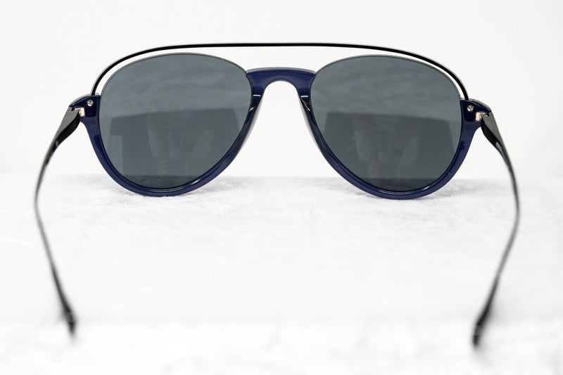 Kris Van Assche Unisex Sunglasses with Titanium Navy Shiny Black and Blue Mirror Lenses Category 3 - KVA84C4SUN - WatchPilot