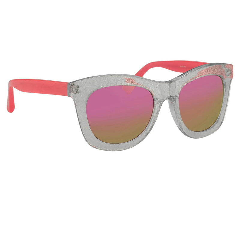 Markus Lupfer Sunglasses D-Frame Blue Glitter Neon Pink Lenses Category 3 Dark Tint ML5C6SUN - WatchPilot