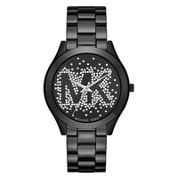 Michael Kors Ladies Watch Slim Runway Black 'MK' Gem Set MK3589 - Watches & Crystals