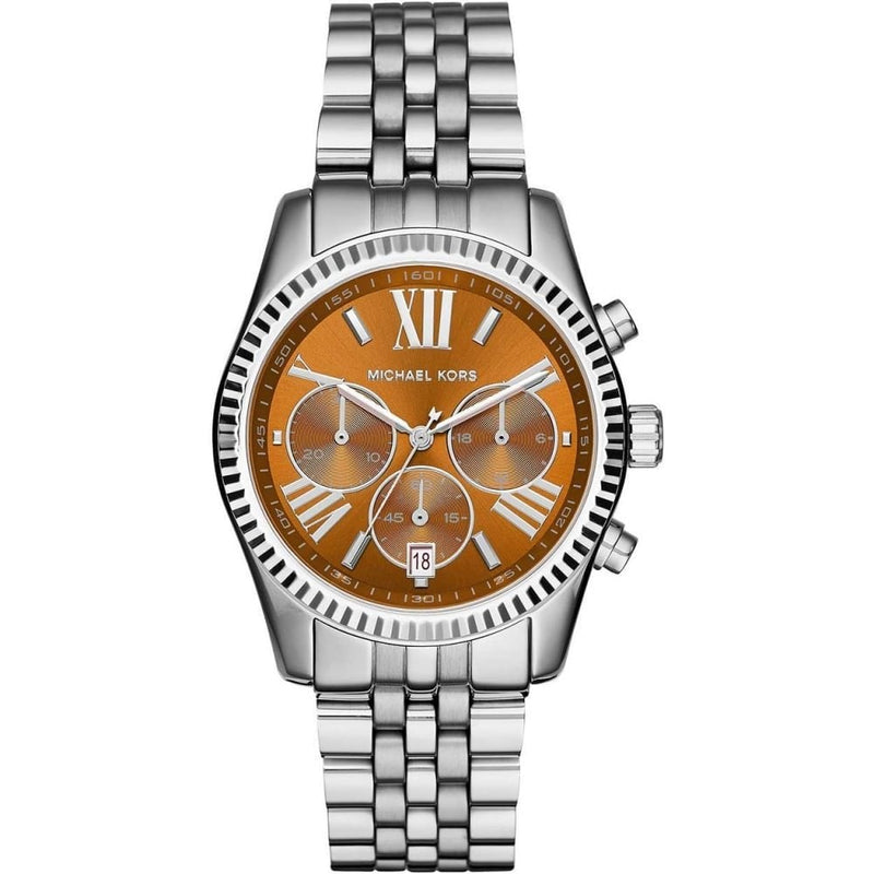 Michael Kors Ladies Watch Lexington Chronograph 38mm Orange Silver MK6221