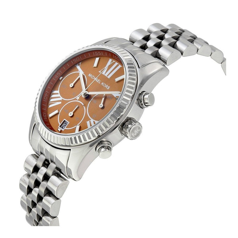 Michael Kors Ladies Watch Lexington Chronograph 38mm Orange Silver MK6221