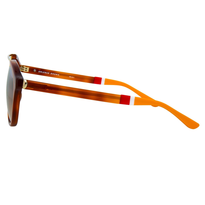 Orlebar Brown Sunglasses Oval Amber Tortise Shell with Orange Lenses OB42C3SUN - WatchPilot