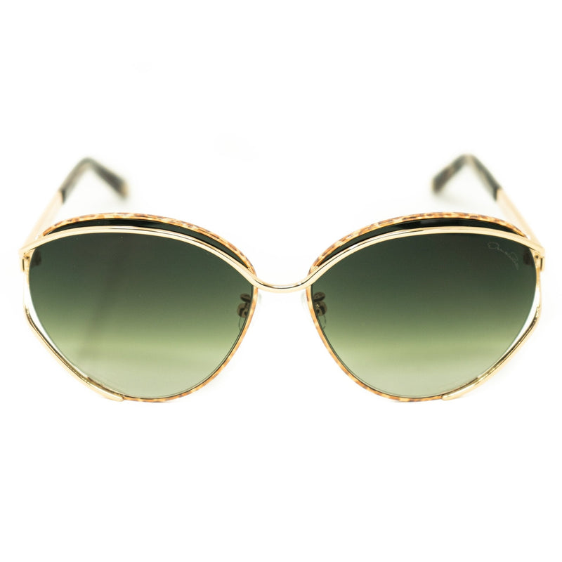 Oscar De La Renta Sunglasses Oval Frame Gold Amber With Green Graduated Lenses Category 3 ODLR61C1SUN - WatchPilot